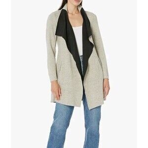 Nic + Zoe Lounge Around Jacket Open Front Cardigan Oatmeal Black Women’s Size 3X